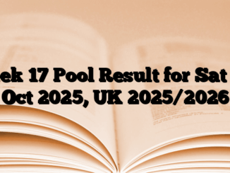 Week 17 Pool Result for Sat 25, Oct 2025, UK 2025/2026